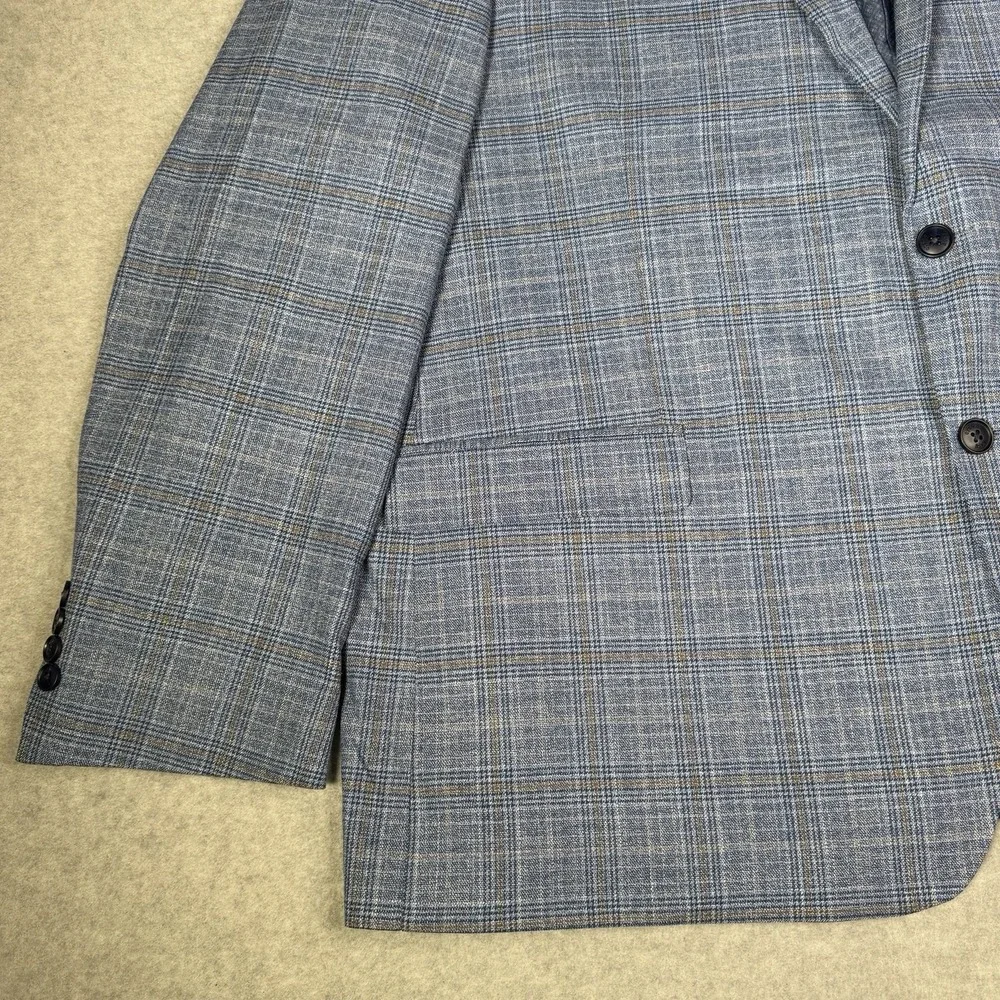 New Crown & Ivy Men's 54R Blue Plaid Sport Coat Blazer Double Vented Stretch